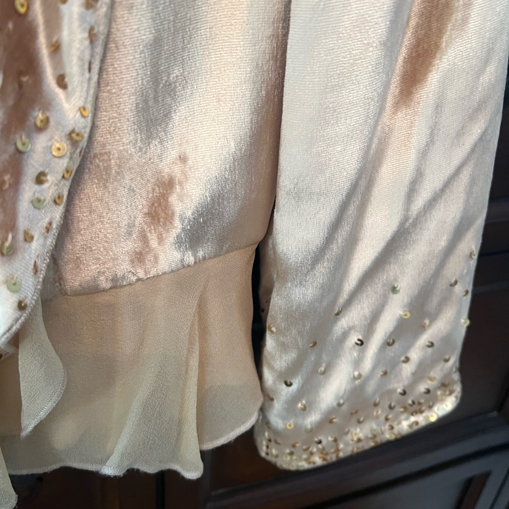 Bebe Vintage Gold Embellished Blazer Jacket. Size 2. - Picture 8 of 16